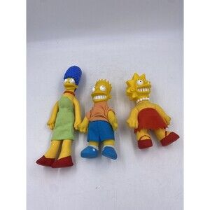 Lot of 3 Vintage 1990 The Simpsons Plush Dolls Marge, Bart, Lisa